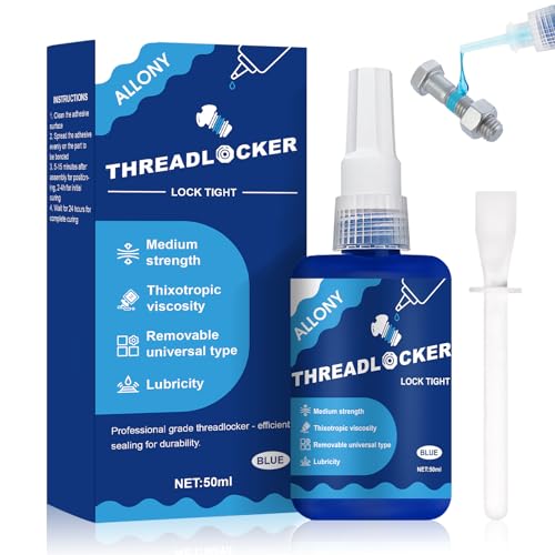 ALLONY Fijador de Tornillos, Fijador Tornillos Azul, Fijador Tornillos y Tuercas, Antiaflojamiento, Une y Fortalece Pernos, Sujetadores, Roscas y Tuercas de Metal de Resistencia Media - 50ml