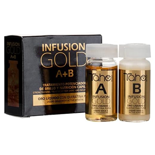 Tahe Infusion Gold Tratamiento Capilar Potenciador de Brillo y Nutrición con Oro Líquido y Queratina Pura, 2 x 10 ml