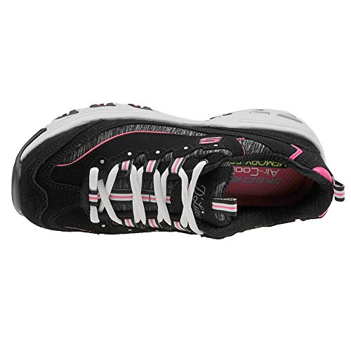 Skechers Women's D'Lites-Me Time Lace Up Fashion Sneakers, Black/Hot Pink, 9.53