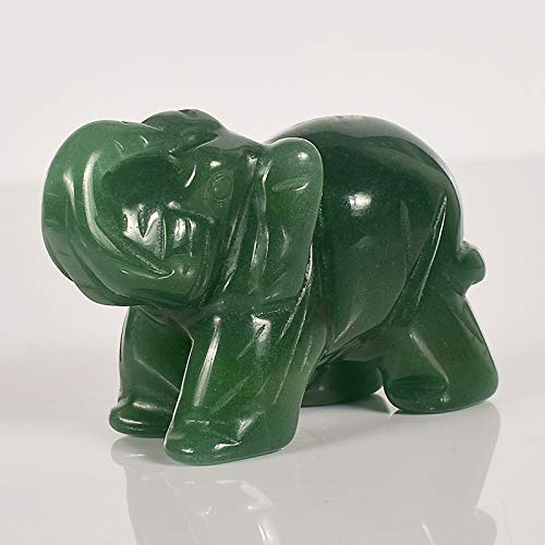 MKYXLN 2 Inch Green Jade Elephant Figurines Craft Carved Natural Stone Mini Animals Statue