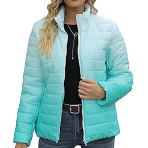 Veste Courte imprimée légère pour Femme Doudoune à Manches Longues et Poche zippée Doudoune Courte Compressible pour l’hiver