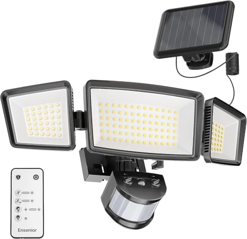 Outdoor Solar Lights with Separate Solar Panel: What You Didn't Know 2 Ensenior 5 Motion Sensor Modes Solar Security Light, 1800LM 270° Wide Angle 3 Heads LED Flood Lights, IP65 Waterproof Wall Lights, Separate Solar Panel Remote Control Solar Lights Outdoor