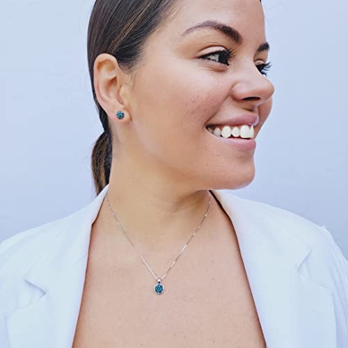 Raw Genuine Blue Diamond Cluster Stud Earrings, April Birthstone Earrings With 925 Sterling Silver Setting, White Gold Plated, Raw Natural Diamond Clusters, Uniquelan Jewelry (Blue-Diamond) #TOP3