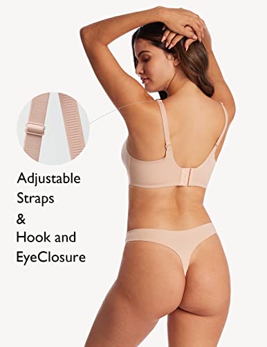 Comfelie Wireless Bra Seamless Bra For Women Ultra Comfort Bra V Neck Adjustable Invisible Bralette Yn25 Beige #TOP3