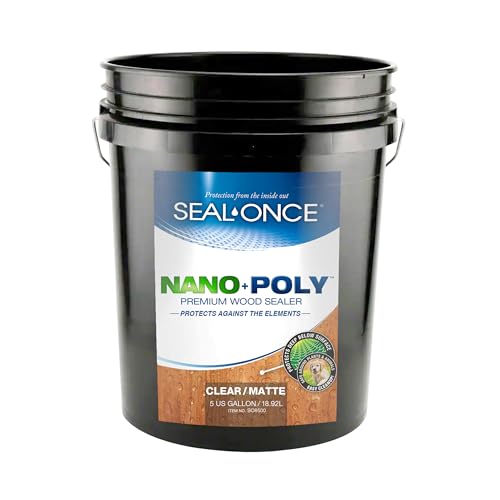 Image of Seal-Once Nano+Poly Wood Sealer and Waterproofer, Clear, 5 Gallon | With Polyurethane, Premium Waterproof Sealant