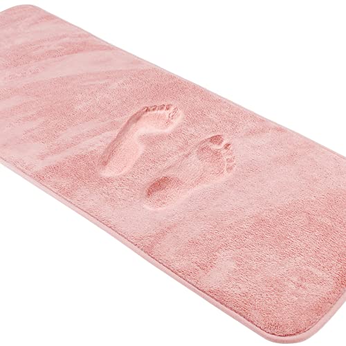 Alfombra de baño rosa larga y estrecha de microfibra de espuma viscoelástica, antideslizante, suave, absorbente, lavable, 16 x 47 pulgadas