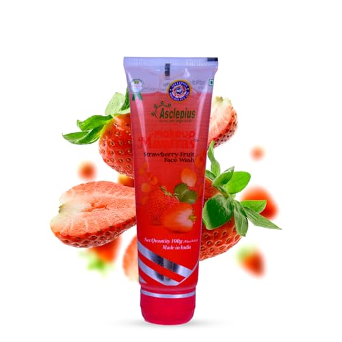 Asclepius Strawberry Herbal Facewash with Aloevera, Honey & Natural Extracts, Ayurvedic Face Wash for Oily, Dry, Sensitive & Combination Skin, Removes Facial Dirt, Hydrates & Soothes - 100g