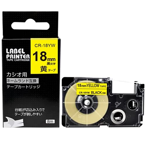 18mm �� �݊� �l�[�������h �e�[�v ���n ������ 1�� �J�V�I ���x�����C�^�[ XR-18YW �e�[�v�J�[�g���b�W CASIO Name Land KL-TF7 KL-P40 �Ή� Tepuya