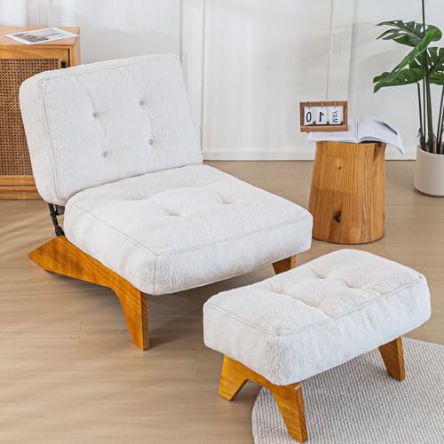 MAXYOYO Adjustable Accent Chair with Ottoman, Thick Cushion Seated Lounge