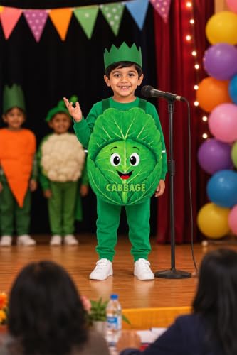 Image of Raj Costume Kids Fruit & Vegetable Fancy Dress Costume | Soft Felt Fruit and Vegetable Cutout Costume for Boys & Girls | School Annual Function