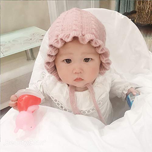 Baby Girl Earflap Bonnet Cap Infant Toddler Ruffle Knit Beanie Pilot Hat Pink #TOP1