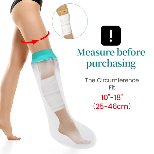 CIVJET Waterproof Cast Covers for Shower Leg, Extra Large Watertight Foot Protector Cover, Broken Foot, after surgery, knee scooter, Reusable, Easy to Use Protect Legs in Bath for Man,Woman