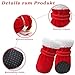 4 Stück Hundeschuhe Winter, Warm Hundeschuhe Pfotenschutz Outdoor mit Rutschfester Sohle, Verstellbarem Klettverschluss, Winter Schnee Hundestiefel für kleine, mittlere Sport im Freien (Rot)