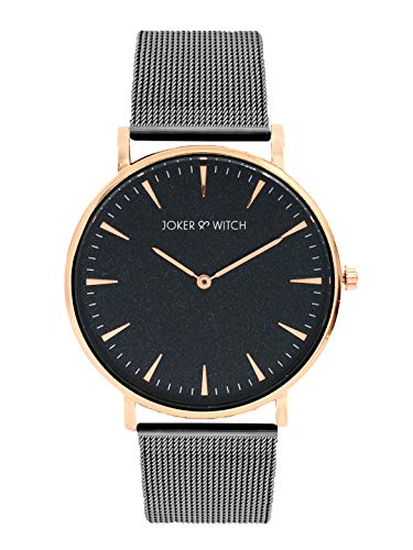 Image of Joker & Witch Stainless Steel Unisex Fitz & Olivia Couple Analog Watch Gift Set For Men And Women, Dial Black, Band Brown