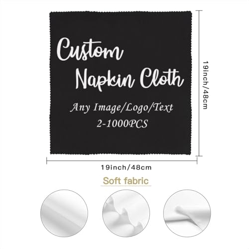 Servilletas de tela personalizadas poliéster negras 18.8x18.8 pulg pack 6 miniatura 2
