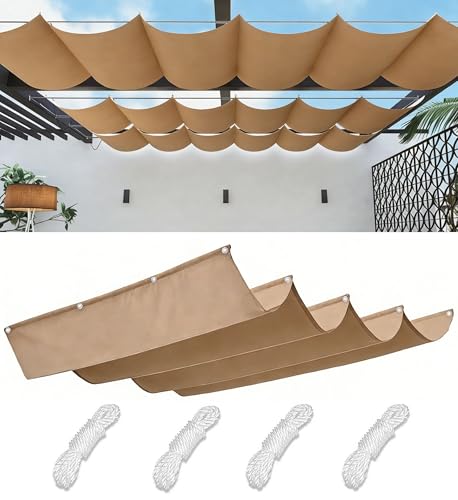 Voile-D'ombrage Rétractable Vague Imperméable Bâche Dombrage Voile Solaire Pare-Soleil Jardin Balcon Toile-Ombrage UV Protection pour Patio Terrasse Extérieur 0.7x5M...