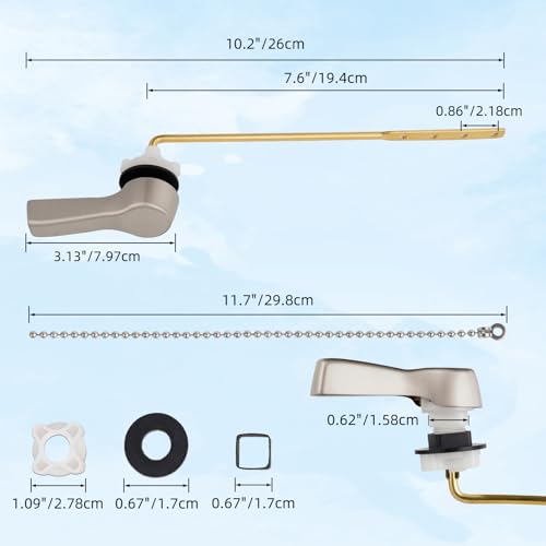 Image of Hibbent Universal Metal Front Mount Flush Toilet Handle Kit, Brushed Nickel