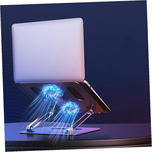 Base ajustable de aluminio para laptop con doble ventilador miniatura 3