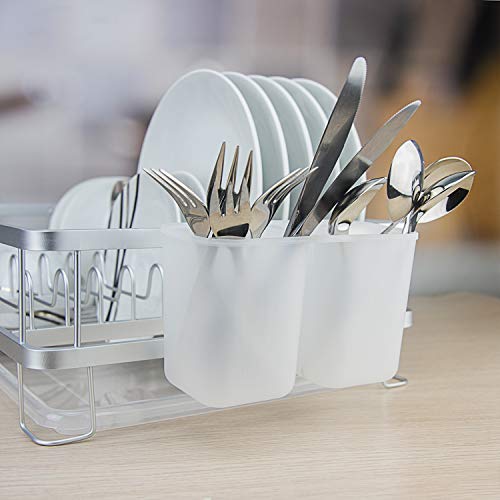 Evelyne Gmt-10408 Aluminum Dish Drying Rack With Utensil Holder - Kitchen Countertop Rust Proof Dish Rack And Drainboard Set #TOP4