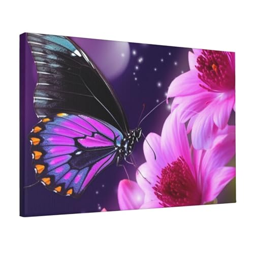 Toile papillon violet salon et chambre affiche murale chic