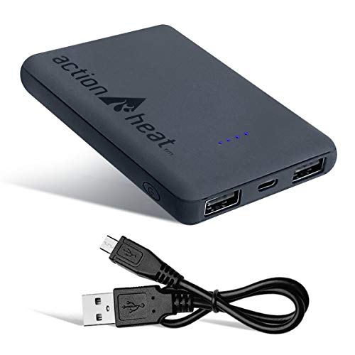 ActionHeat Portable 5V Power Bank 6000mAh Kit – Lithium-Polymer Rechargeable Battery Pack for Heated Clothing and Charging Tablets, Smartphones – Black -  AH-5V-6000