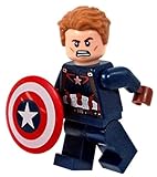 LEGO Marvel Super Heroes Minifigure - Captain American Wavy Hair Civil War Version