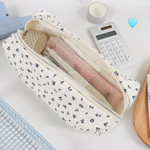 Qiwenr Federmäppchen Federmappe Bleistift, Pencil Case, Mäppchen ETU, die Cartoon-Tasche ist Klein und süß und Kann als Spielzeugtasche, Schlüsseltasche Verwendet Werden, Geldtasche(weiß, blau)