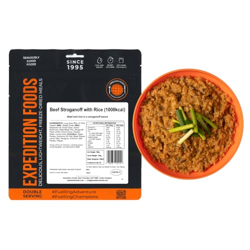 EXPEDITION FOODS Beef Stroganoff with Rice (Double Serving / 1000KCAL) | Freeze-Dried Camping & Hiking Food