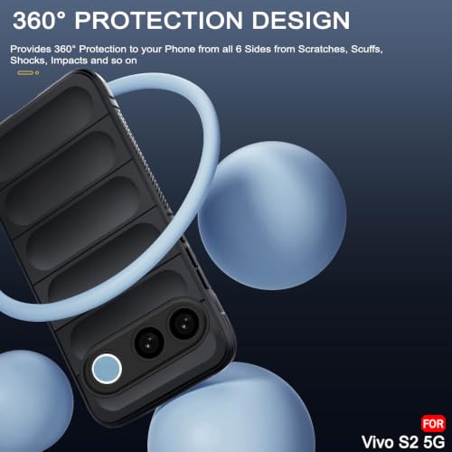 Image of TheGiftKart Liquid Silicon Back Cover Case for Vivo S2 5G | ShockProof Military Grade Protection | Micro-Fibre Cloth On Inner Side | Built-In Anti-Slip Grip Back Cover Case for Vivo S2 5G (TPU, Black)