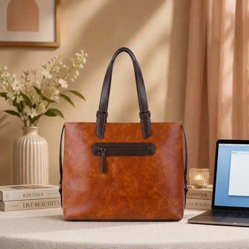 Image of VISMIINTREND Stylish Leather Office Laptop Tote Bag for Women| Shoulder Work Hand Bags for Women | College Bag for Girls | Fits 13 inch,14 inch, 15.6 inch Macbook Laptops