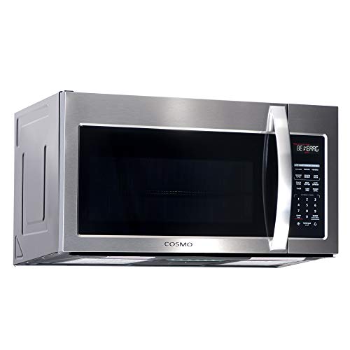 Image of 30 in. Stellar Coll 1.9 cu ft Over the Range Microwave, Vent Fan, Stainless | Cosmo COS-3019ORM2SS 1000W, Touch Presets, Sensor Cooking, Automatic Defrost, 11 Power Levels, LED Lighting