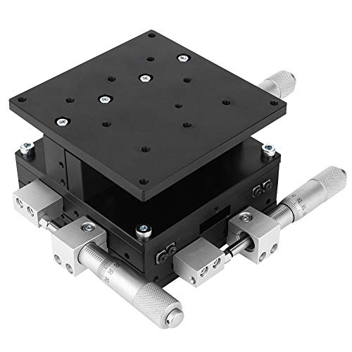 XYZ 3軸手動リニアステージ、90 x 90mmトリミングプラットフォームチューニングスライドテーブル、マイクロメーターリニアステージトリミングプラットフォーム、生産機械、光学実験測定に最適