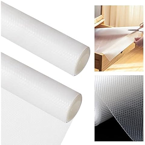 JTDEAL 3 Rolls Shelf Liner Non-Slip Drawer Liner EVA Clear Cupboard Pad Non-Adhesive Waterproof Fridge Mat Anti-Fouling Anti-Moisture Cabinet Liner for Drawer Pantry Shelves Refrigerator (44*150cm) Cover