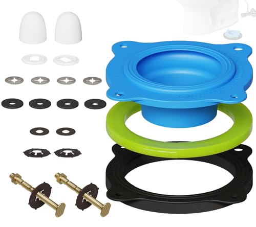 Wax Ring Kit for Toilet Installation - Elastic Rebound Wax-Free Gasket, Reusable Toilet Seal Ring Stops Leaks & Odors, Fits Uneven Floors - No Wax Rubber DIY Kit for 3"/4" Drain, Ideal for Homeowners