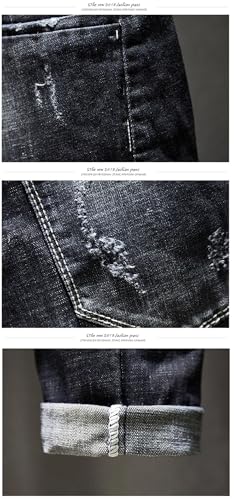 Men Stretch Slim Fit Distressed Streetwear Denim Pants Casual Retro Biker Trousers Hiphop Ripped Jeans3