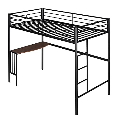 Harper & Bright Designs Metal Bunk Beds Twin Over Full Size,Bunk Beds With Desk, L Shaped Bunk Beds With Built-In Ladder, Full-Length Guardrail, No Box Spring Needed,Black #TOP7