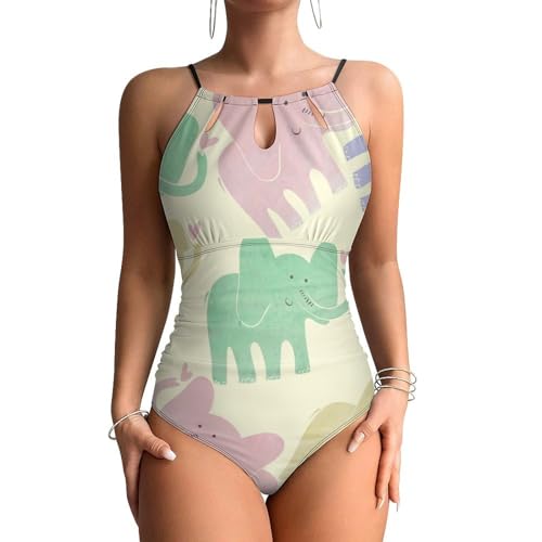 Maillots de bain une pièce éléphant vert rose pour vos journées plage