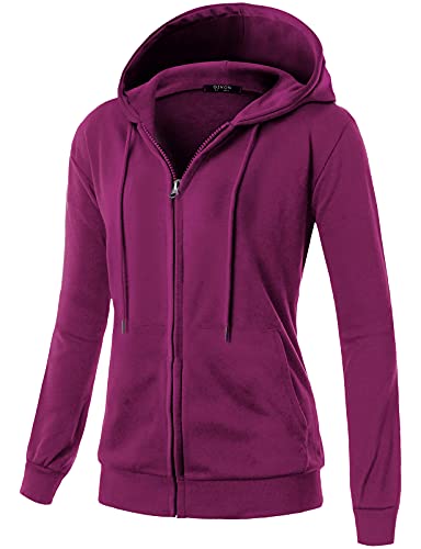Image of GIVON Womens Casual Zip Up Hoodie Cotton Blend Soft Fabric Basic Layering Hooded Jacket with Kangaroo Pocket