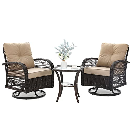 Outdoor Swivel Rocker Glider Rattan Wicker Patio Chairs Kurapika
