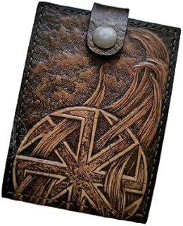 WARRIOR KOLYADNIK Wallet, Biker Leather Wallet, WARRIOR Wallet, Custom Wallet, Personalized wallet, Leather Wallet, 3D Genuine Leather Wallet, Hand Carved, Leather Carving, Carving Wallet