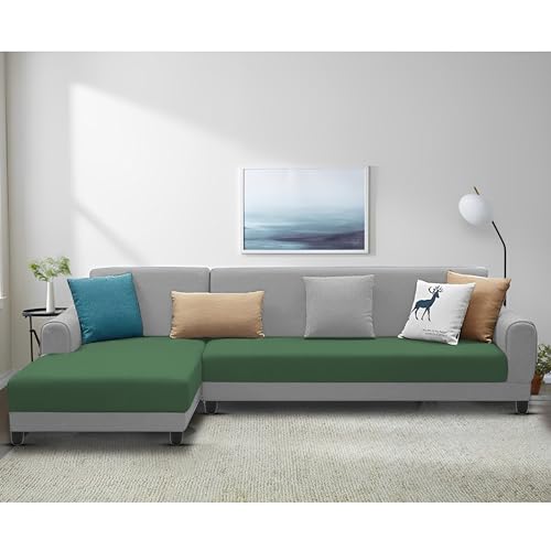 Image of Kraven LHS 6 Seater L Shape Sofa Set for Living Room (Green Grey Fabric) Premium Fabric Sofa
