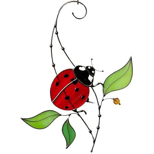 Red Ladybug Stained Glass Suncatcher Stained Glass Window Hangings Unique Kitchen Decoration