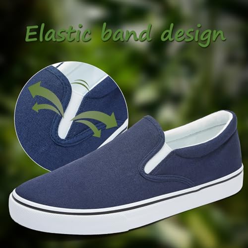 Image of yageyan Mens Slip on Sneakers Loafers Shoes Canvas Black Shoes Canvas Blue Casual Fashion Shoes