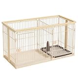 牧小苫＼ｍｓｍｒ 犬用ペットケージ トイレ付 サークル ゲージ 室内用 幅111×奥行54×高さ64cm 小型犬・中型犬対応 多頭飼い向け (ナチュラル, M（111×54×64cm ）)