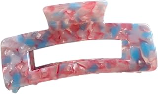 1 pinzas para el pelo para mujer, grandes de acetato, pinzas para el pelo grueso, antideslizantes, accesorios para el cabello para mujeres y niñas, color rosa y azul