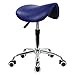 KKTONER Taburete con Ruedas Silla Trabajo Altura Ajustable Giratorio Taburete de Oficina con Asiento de Silla de Montar Azul