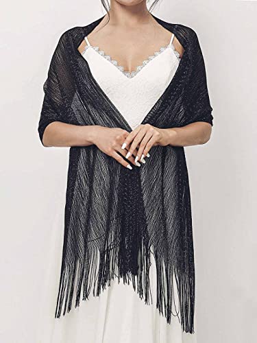 Unicra Women's Sparkling Metallic Shawls and Wraps for Evening Party Dresses Scarf with Crystal Buckle3
