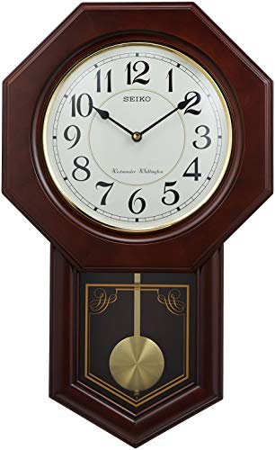 Reloj de pared analógico Seiko con péndulo oscuro miniatura 2