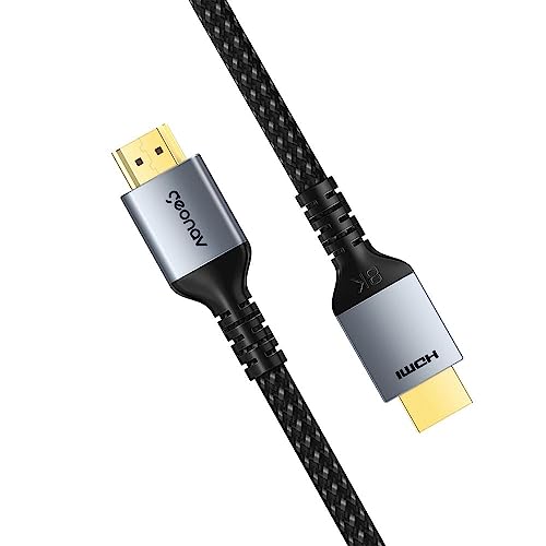 Geonav Cabo HDMI 2.1 Ultra High Speed, Suporta resolução 8K a 60Hz ou 4K a 120Hz, 3 metros, nylon trançado reforçado, HDMI2130, Cinza