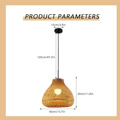 Lámpara colgante de techo de mimbre con cable ajustable para cocina 3